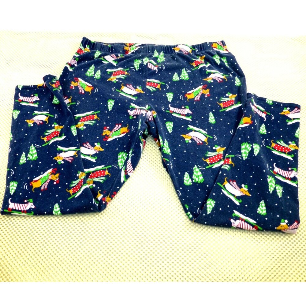 Christmas Dog Print Lounge Pants XXL Cotton/Spandex Blend Elastic Waist Winter P